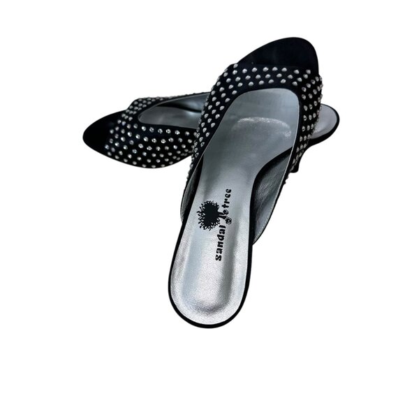 (11-245) Women's Sandal Tree Black & Rhinestone Dress Shoe Sz 7 - Picture 3 of 12